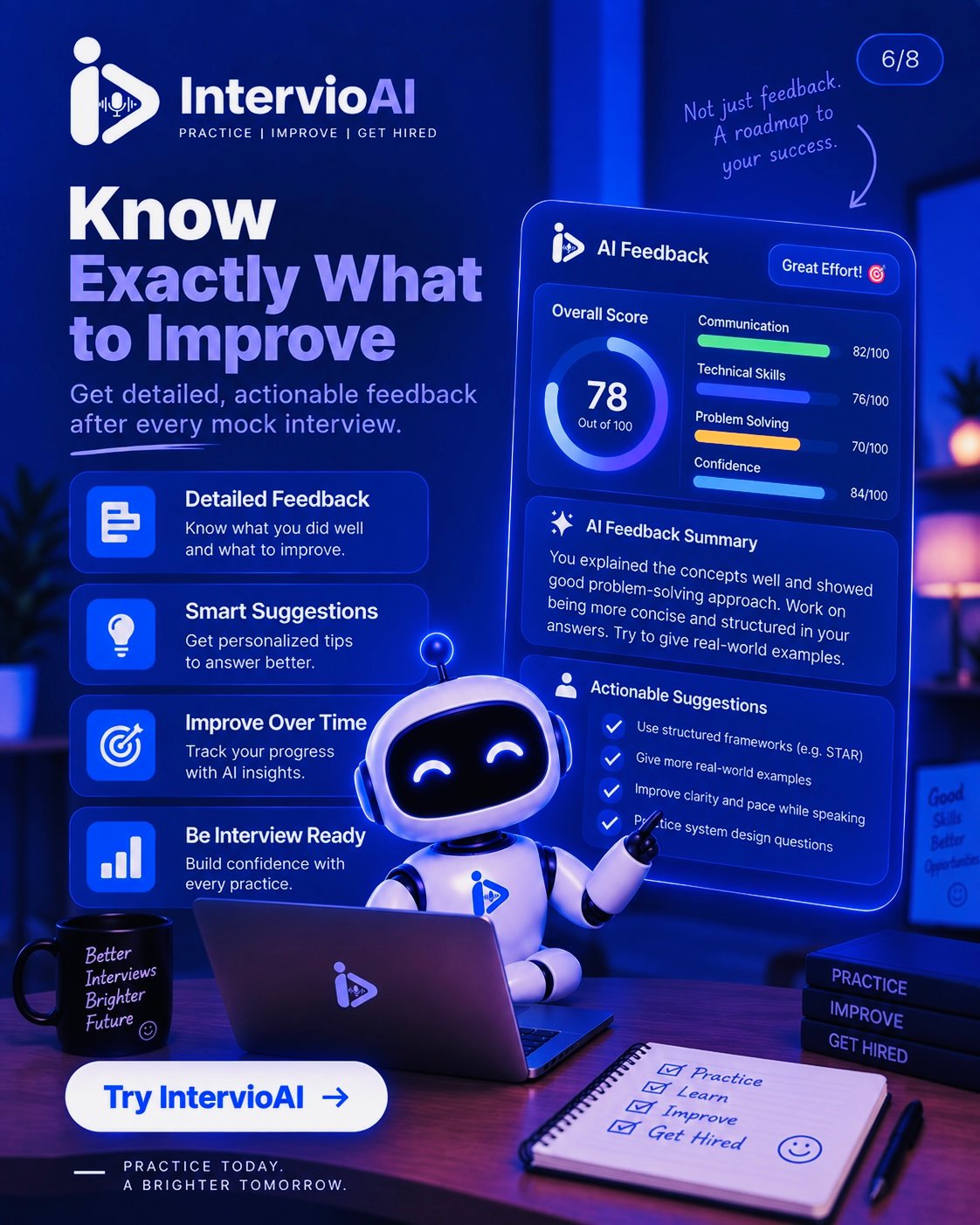 IntervioAI detailed actionable AI feedback