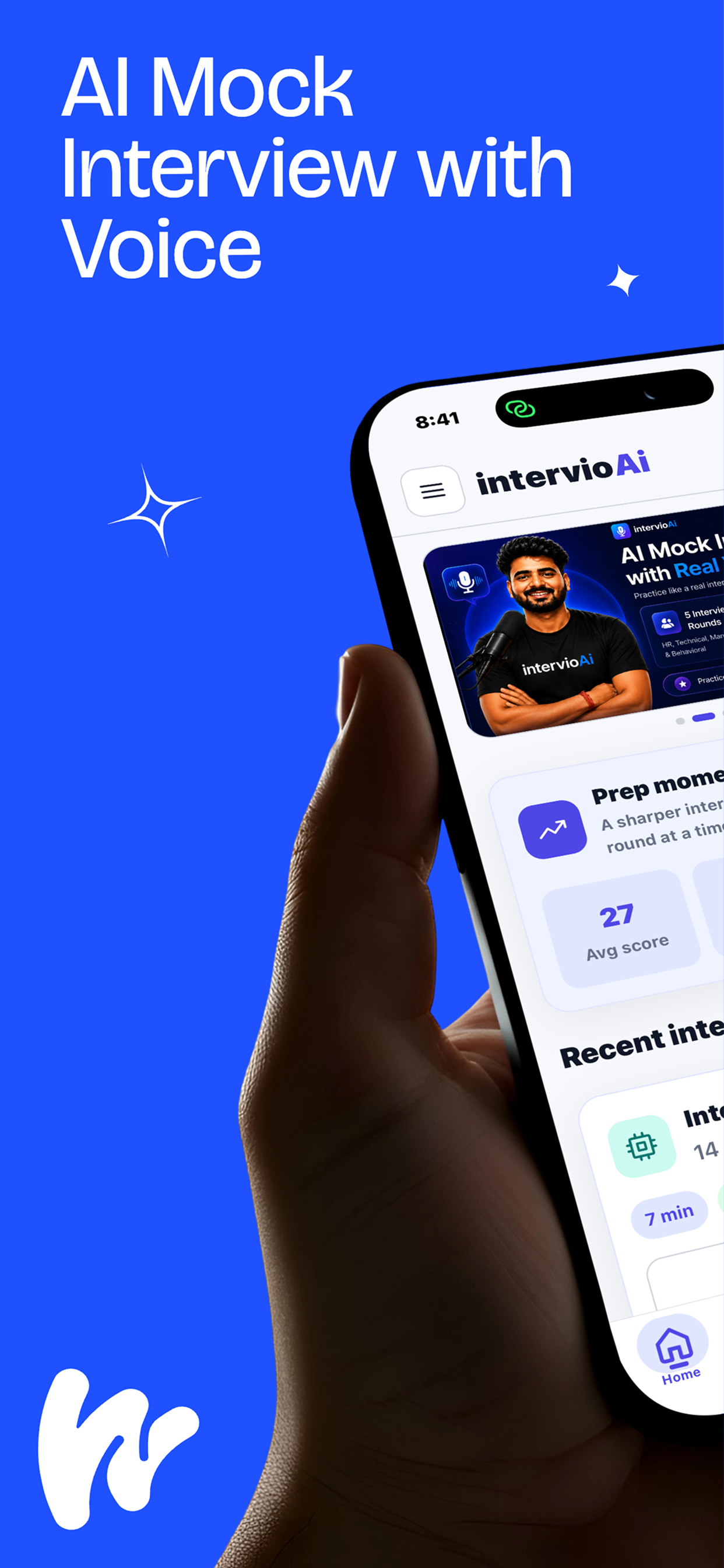 IntervioAI AI mock interview with voice app preview